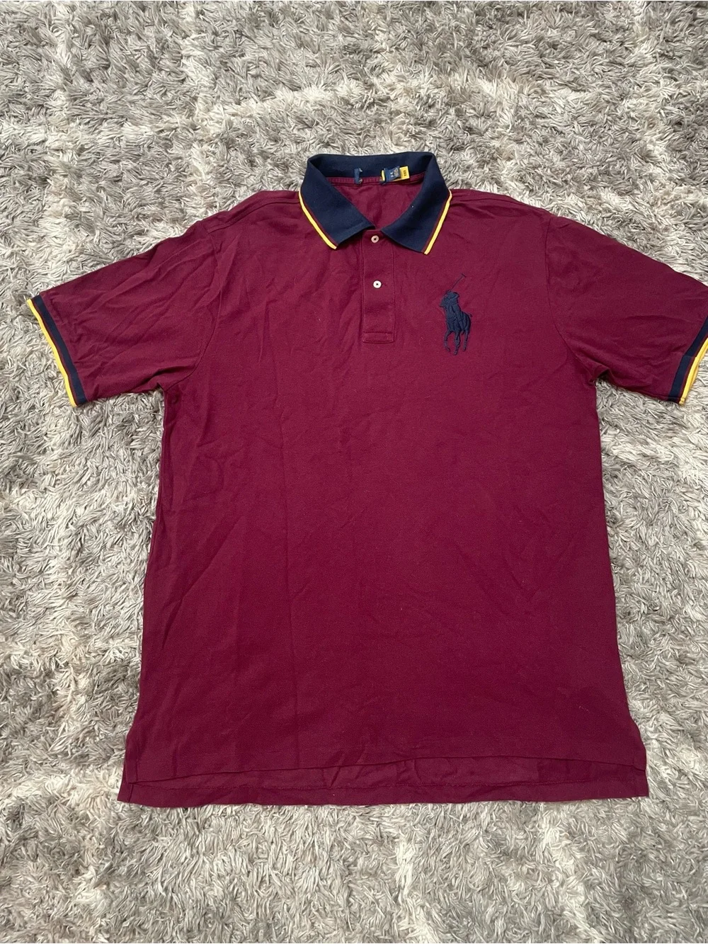 Polo Ralph Lauren Men's Big Pony Mesh Polo Shirt in Burgundy Red